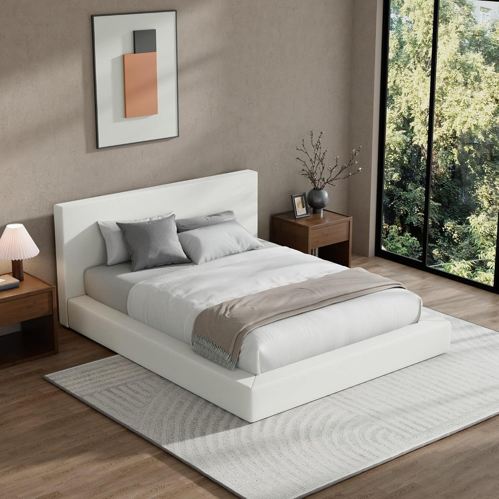 RECCI AirFrame Queen Upholstered Bed Frame with Plush Padded Headboard