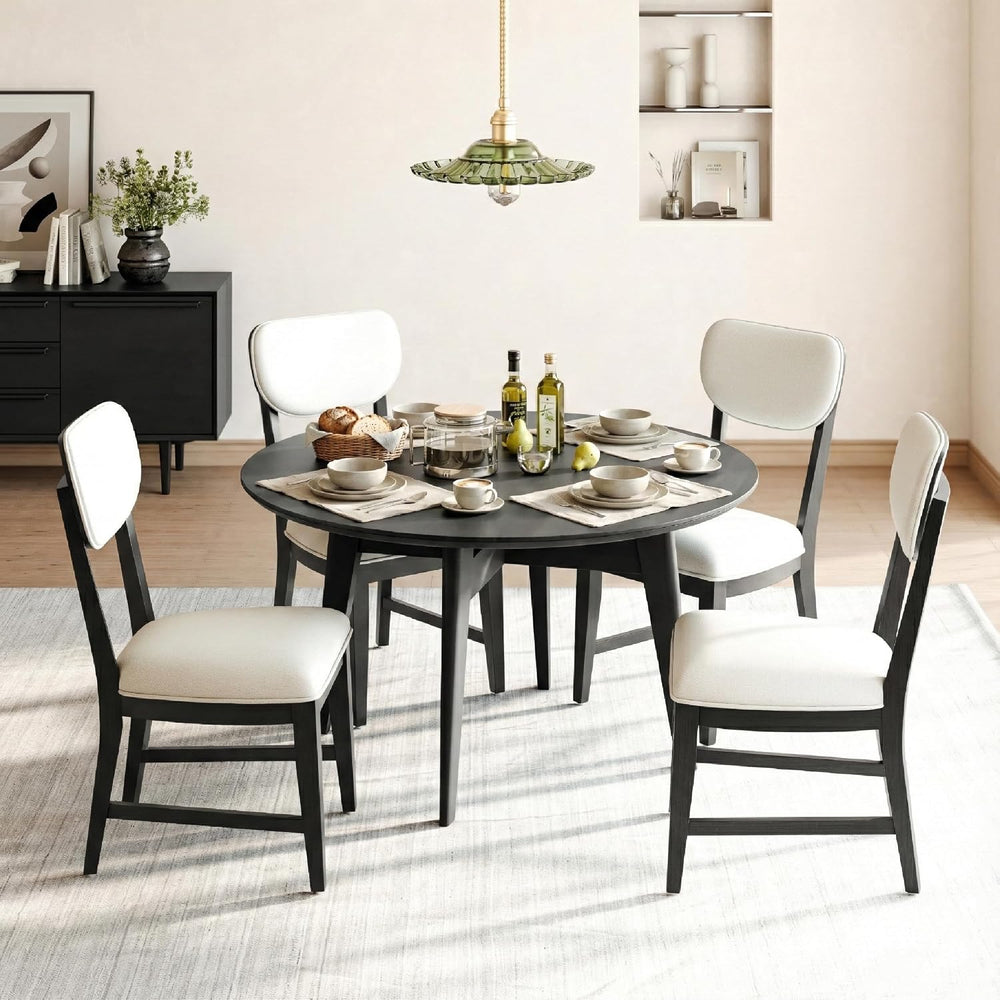 COLAMY Solid Wood Dining Chairs Set of 4, Mid Century Modern Upholstered Kitc...