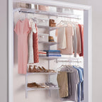 Rubbermaid Configurations Deluxe Custom Closet Kit 3-6 Ft. Adjustable Metal Wire Shelving White Finish Expandable Organization System Hardware Included for Home Closet/Pantry/Laundry/Mudroom