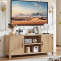 Farmhouse 55" Entertainment Center, Natural Oak Tv Stand with Adjustable Shelves & 2 Door Storage,Wood Media Console Cabinet for TVs Up to 65 inches, Rustic Tv Stands for Living Room,Bedroom