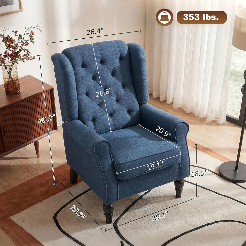 HOMCOM Mid-Century Modern Accent Chair, High Wingback Reading Chair, Blue | B...
