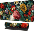 Vintage Oil Painting Floral Mouse Pad – Large Extended Desk Mat 31.5 x 11.8 in– Baroque Style Botanical Design, Waterproof Surface, Non-Slip Rubber Base, Oversized Mouse & Keyboard Pad for Art Lovers