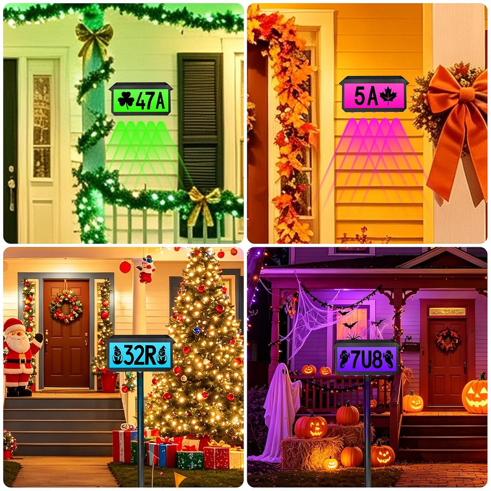 Solar Address Sign with Remote Control, 11 Lighting Colors, IP65 Waterproof