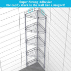 5 Tier Floor Standing Corner Shower Caddy Organizer Shelf with Hooks, Bathroom Shelves Stand Rack, Dark Gray