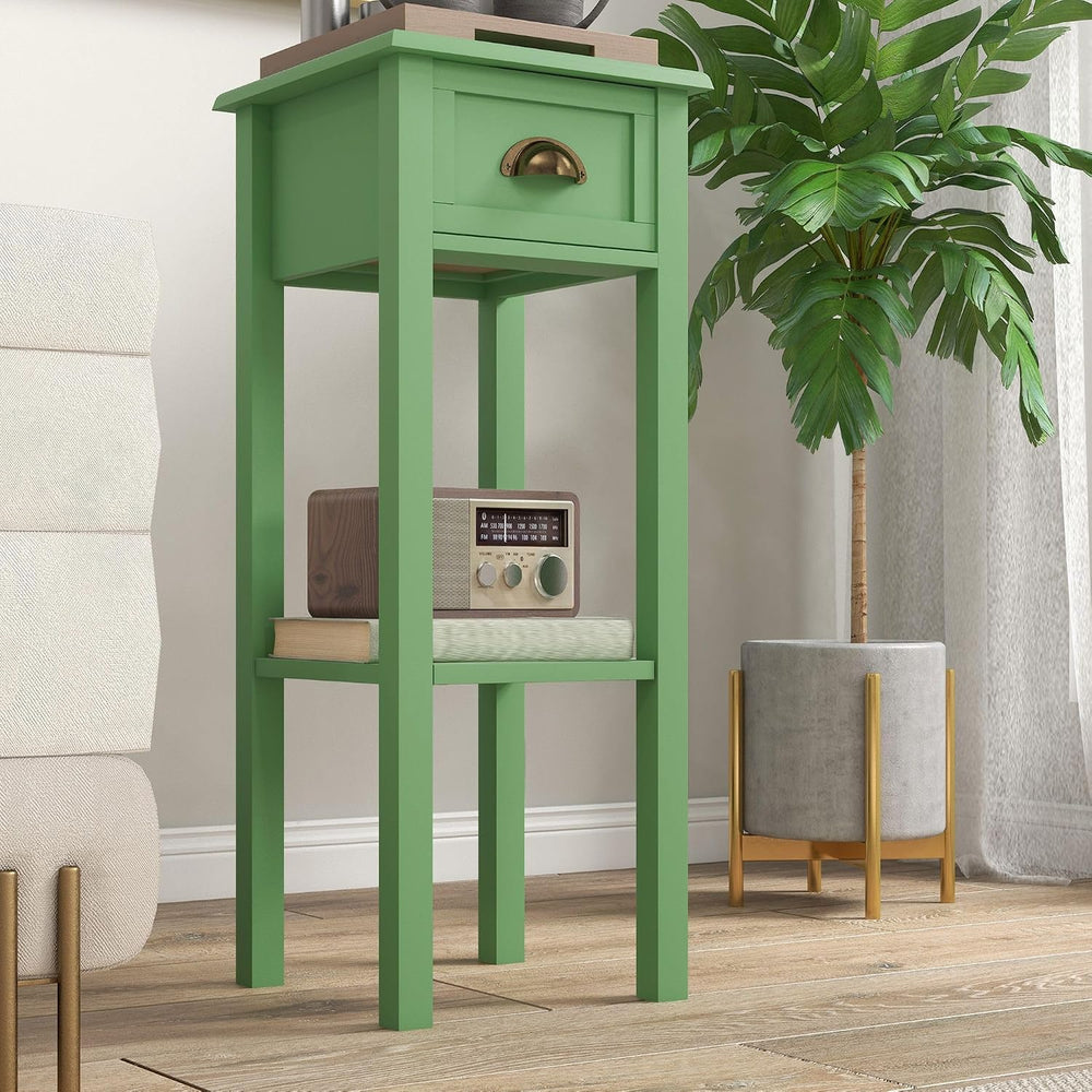 Green MDF Side Table with Storage