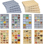 8 Pack Stackable Jewelry Organizer Tray Earring Holder Organizer Case Velvet Jewelrry Storage Drawer Insert Earring Stacking Trays for Dresser 144 Grids (4 Pack Beige,4 Pack Grey)