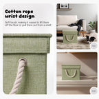 Dog Toy Basket with Lid, Dog Basket for Toys, Dogs Toy Box with Cotton Rope Handles, Collapsible Storage Bins for Pet Toys, Dogs Storage Organizer, Green