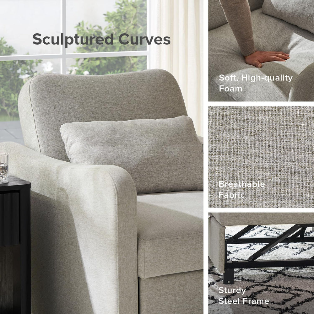 mopio Sophie Sleeper Chair, Sofa Bed, Accent Chair (Light Gray Fabric)