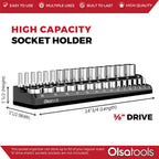 Olsa Tools Magnetic Socket Holder | 3/8-inch Drive | Metric | Black | Holds 30 Sockets | Professional Quality Tools Organizer