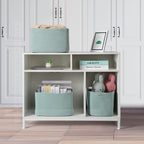 XUANGUO Woven Cotton Rope Storage Baskets 15x10x9.3" 3 Pack Green | Decorative rectangular storage baskets for shelves and closets; storage bins organize clothes, toys, books and nursery items.