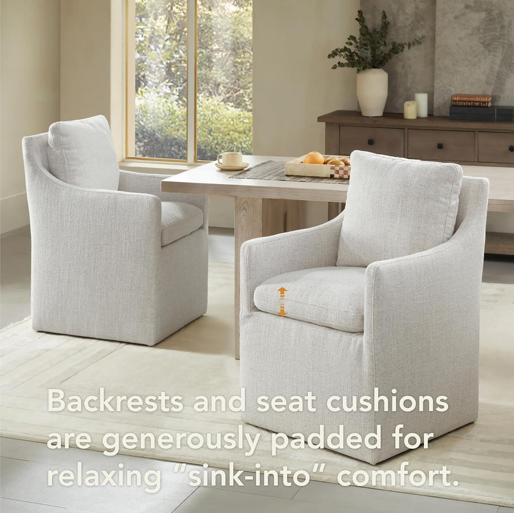 KISLOT Upholstered Dining Chairs with Casters, No Assembly Modern Accent Armc...