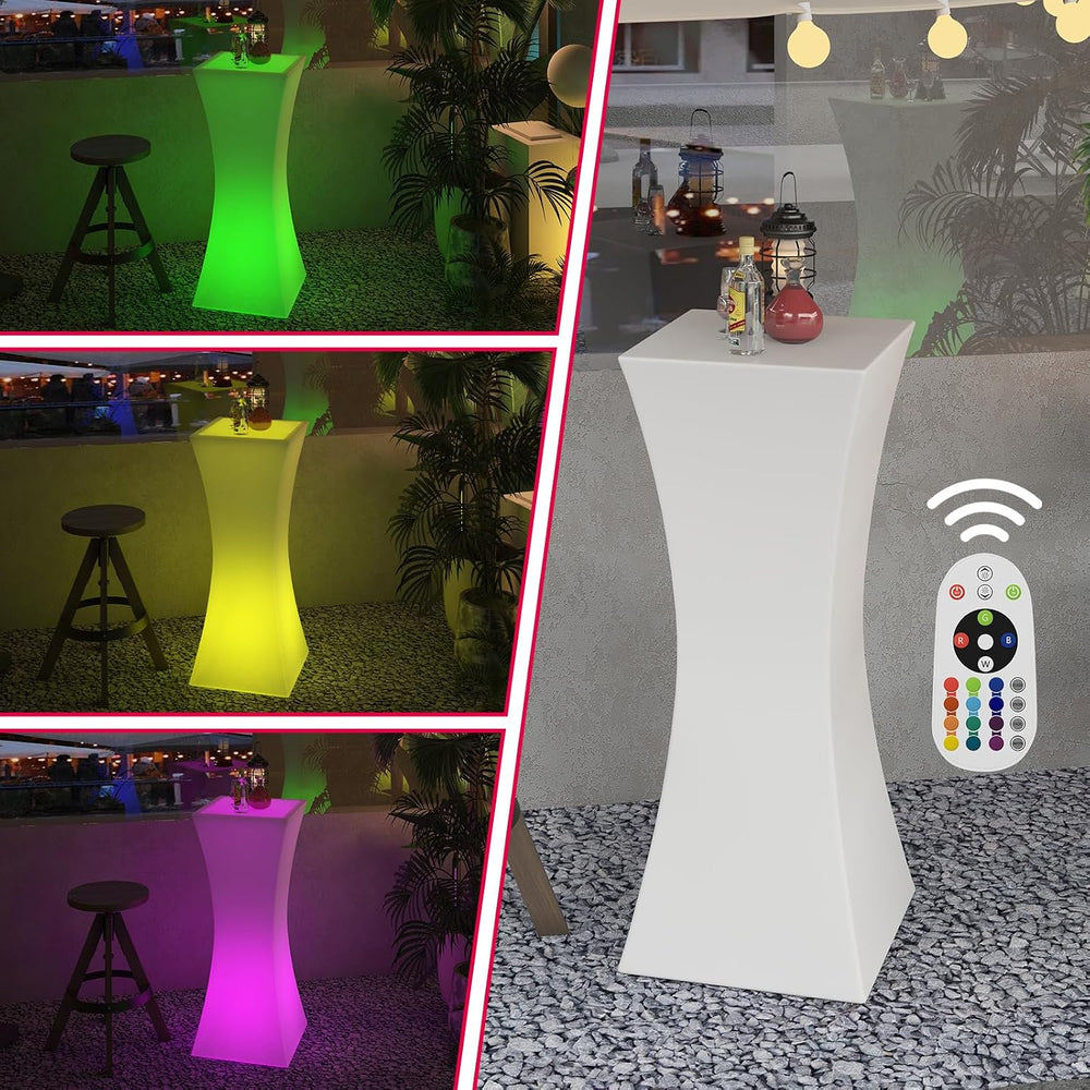MUZZ Led Cocktail Table with Remote,16 Color Changing LED Light Up Pub Table,...