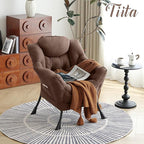 Tiita Lazy Chair, Modern Large Accent Lounge Armchair, Comfy Leisure Sofa Reading Chair with Footrest for Bedroom, Living Room, Dorm Rooms, Garden and Courtyard, Brown