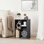 VECELO 3-Cube Small Bookshelf, Modern Bookcases with Shelves Height Up to 12.8 Inches, Suit for Common Size Textbook, Vertical or Horizontal, Cubby Storage Organizer,Vintage Black