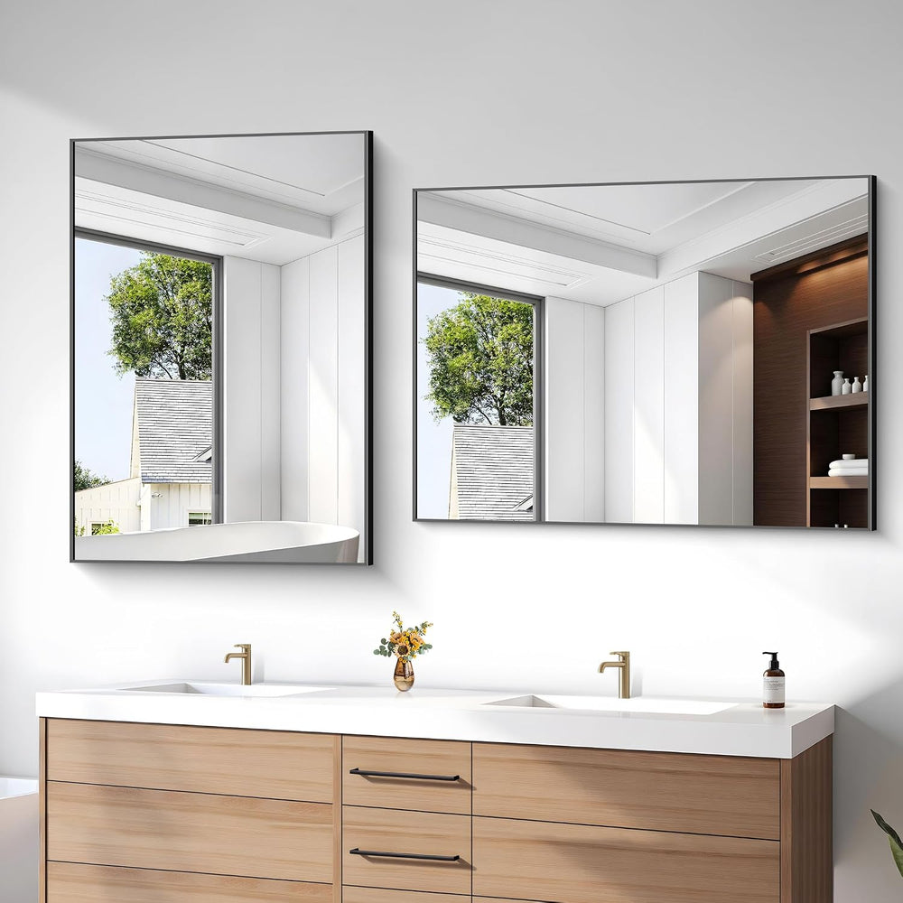 36x48 Inch Black Rectangle Mirrors for Wall, Large Bathroom Mirror for Over S...