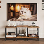 TV Stand, Entertainment Center, Industrial TV Media Console Table with Open Storage Shelves, 2 Tier TV Cabinet for Living Room, Bedroom