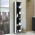 Modern Single Door Cabinet, Storage Cabinet with Five External Shelves and Four Interior Shelves,for Kitchen Home