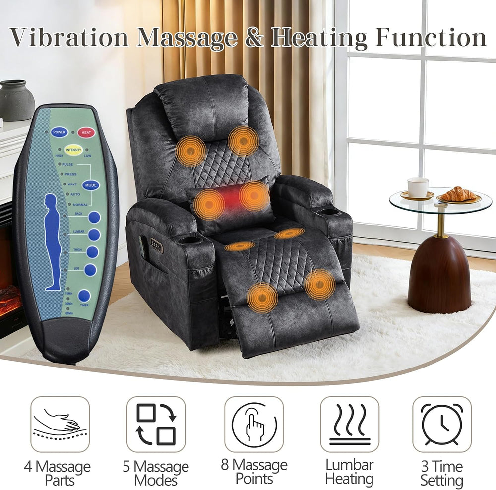 AHMED Dual Motor Power Swivel Rocker Recliner Chair, Velvet Grey | Electric G...