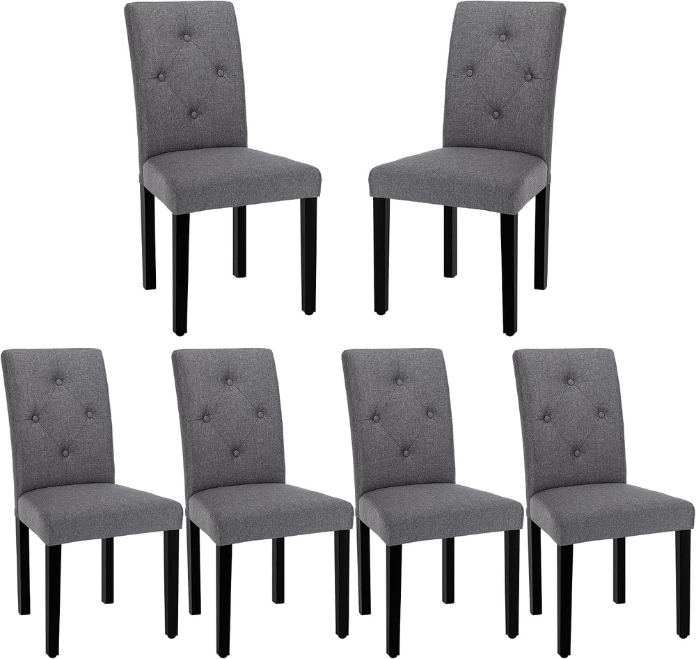 VECELO Upholstered Dining Chairs Set of 6, Modern Fabric and Solid Wood Legs ...