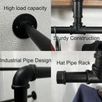 Industrial Pipe Clothing Rack with Top Shelf, Space-Saving Wall Mounted Clothes Rack 2 Tiers, Shelf with Hanging Rod for Closet Storage, Laundry Room. (2Tier, Brown)
