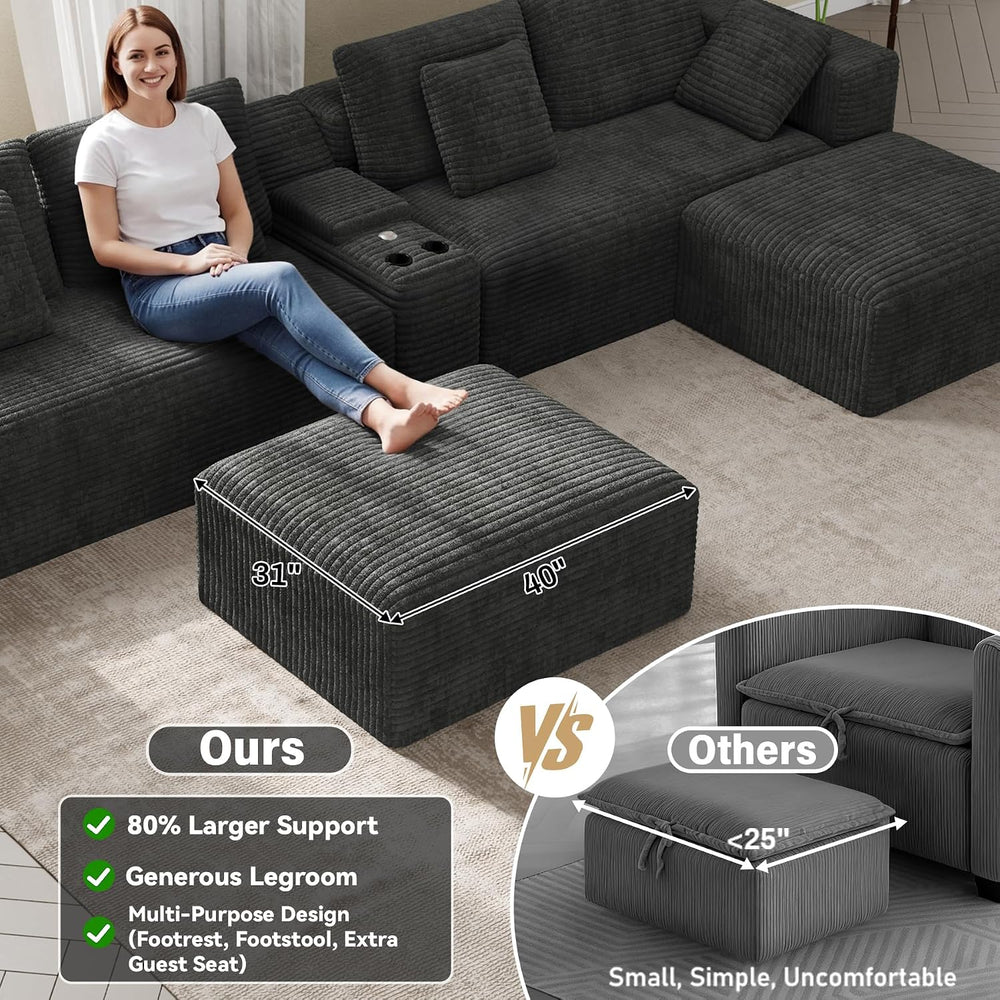 151" U Shaped Cloud Sectional Couch Modular Sofa, Comfy Oversized Couche...