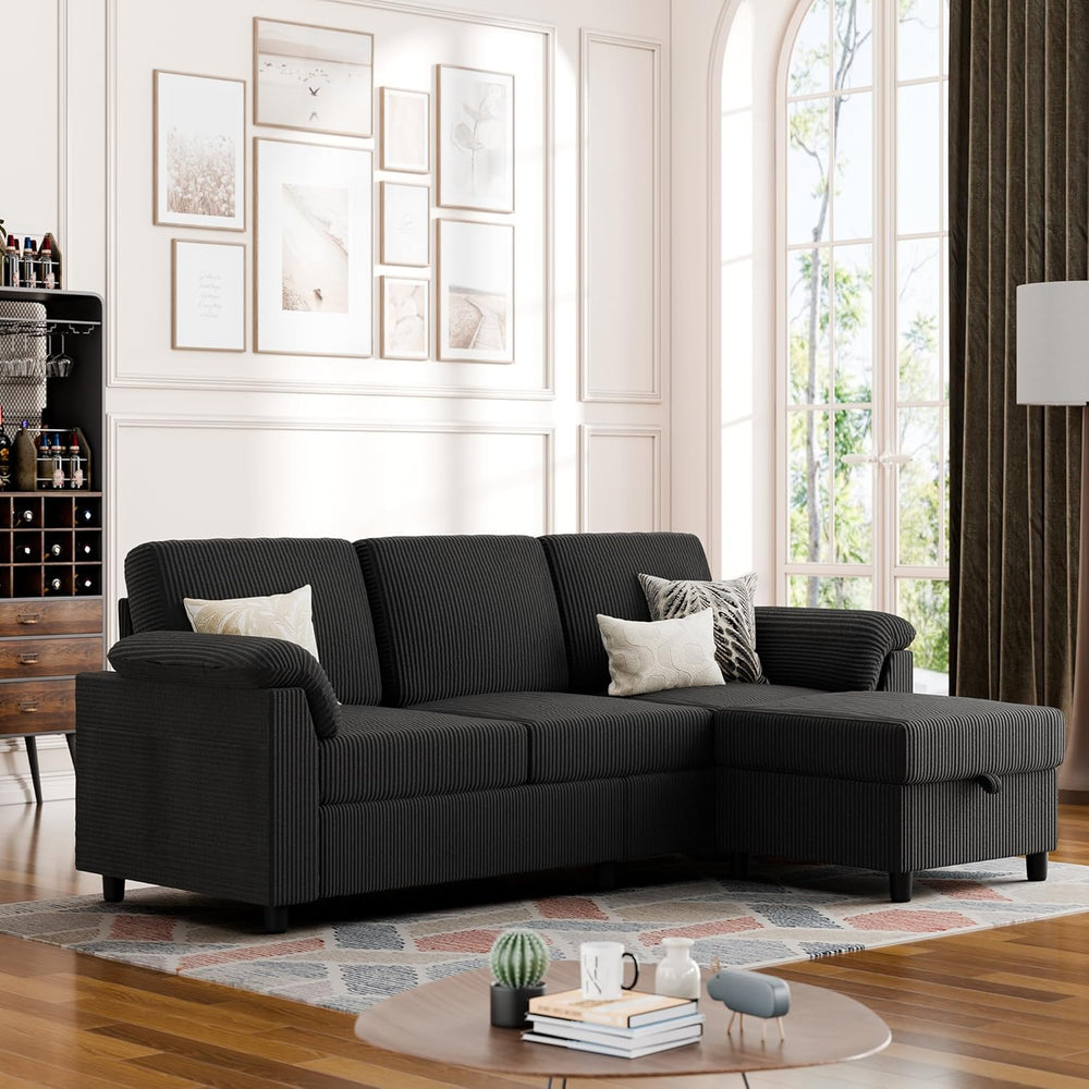 Vongrasig Convertible Sectional Couches, 3 Seat L Shaped Couch Sofa with Remo...
