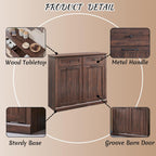 Double Tilt Out Laundry Hamper Cabinet, 20 Gallon Farmhouse Trash Can Cabinet with Drawer, Hidden Wood Garbage Can Bin Cabinet with Laundry Storage Basket for Bathroom, Kitchen, Brown