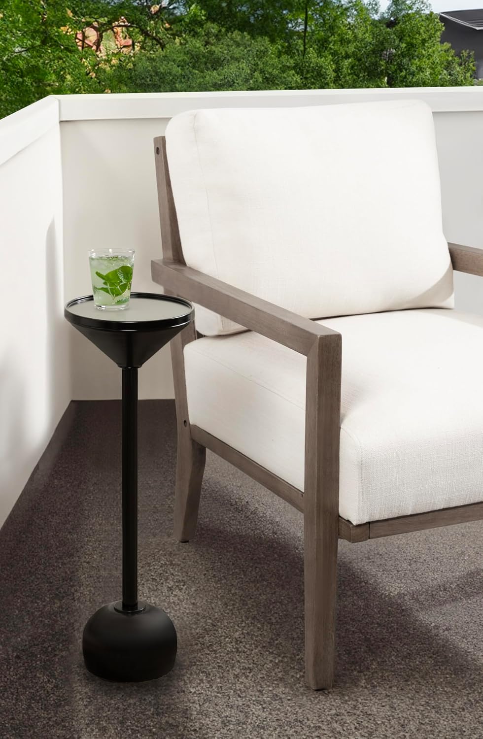 Kate and Laurel Frisk Modern Round Metal Drink Table, 8 x 8 x 23, Black, Meta...