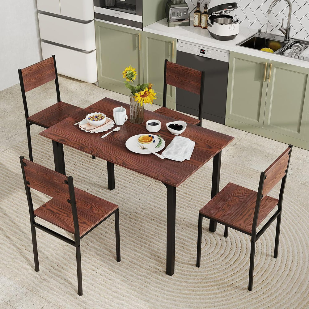 GOFLAME 5-Piece Dining Table Set, Industrial Kitchen Table and Chairs for 4 w...
