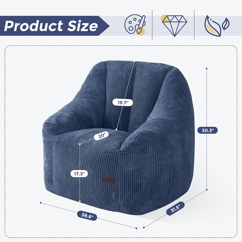 MAXYOYO Bean Bag Chair for Adults, Foam-Filled Floor Sofa for Reading | Bean ...
