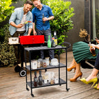 Diwhy Industrial 3 Tier Rolling Utility Storage Cart, Metal bar Cart with Wheels Kitchen Bar Dining Room Tea Wine, Storage Cart Black