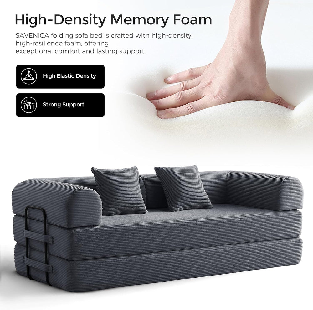 79" Convertible Futon Sofa Bed, Couch for Living Room | Dark Gray | Fold...