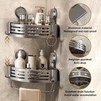 VOLPONE Shower Caddy Corner Suction Cup Shower Shelf Corner No Drilling Bathroom Shower Organizer Storage Rack Adhesive (1-Pack, gray)