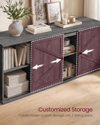 VASAGLE Farmhouse TV Stand for TVs up to 65 Inches, Entertainment Center with Storage Cabinets and Sliding Barn Doors, Media Console Table for Living Room, Grey ULTV535G101