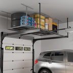 FLEXIMOUNTS 4x8 Overhead Garage Storage Rack, Adjustable Organization System, Heavy-Duty Metal Ceiling Racks, 750lbs Weight Capacity, Hammertone, Classic Series