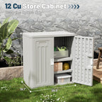 Amopatio Outdoor Storage Cabinet with 2 Shelves, Resin Storage Cabinet Waterproof Plastic Storage Shed - Outdoor Patio Tools, 19.7" D x 29.5" W x35.4 H, Gray