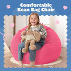 HABUTWAY 2 FT Bean Bag Chair,Giant Bean Bag Chairs,Big Bean Bags with Memory Foam Filled, Large Beanbag Chairs with Soft Corduroy Cover-Pink