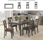 Signature Design by Ashley Caitbrook Rustic 7-Piece Dining Set – Rectangular Table with 6 X-Back Upholstered Chairs, Gray
