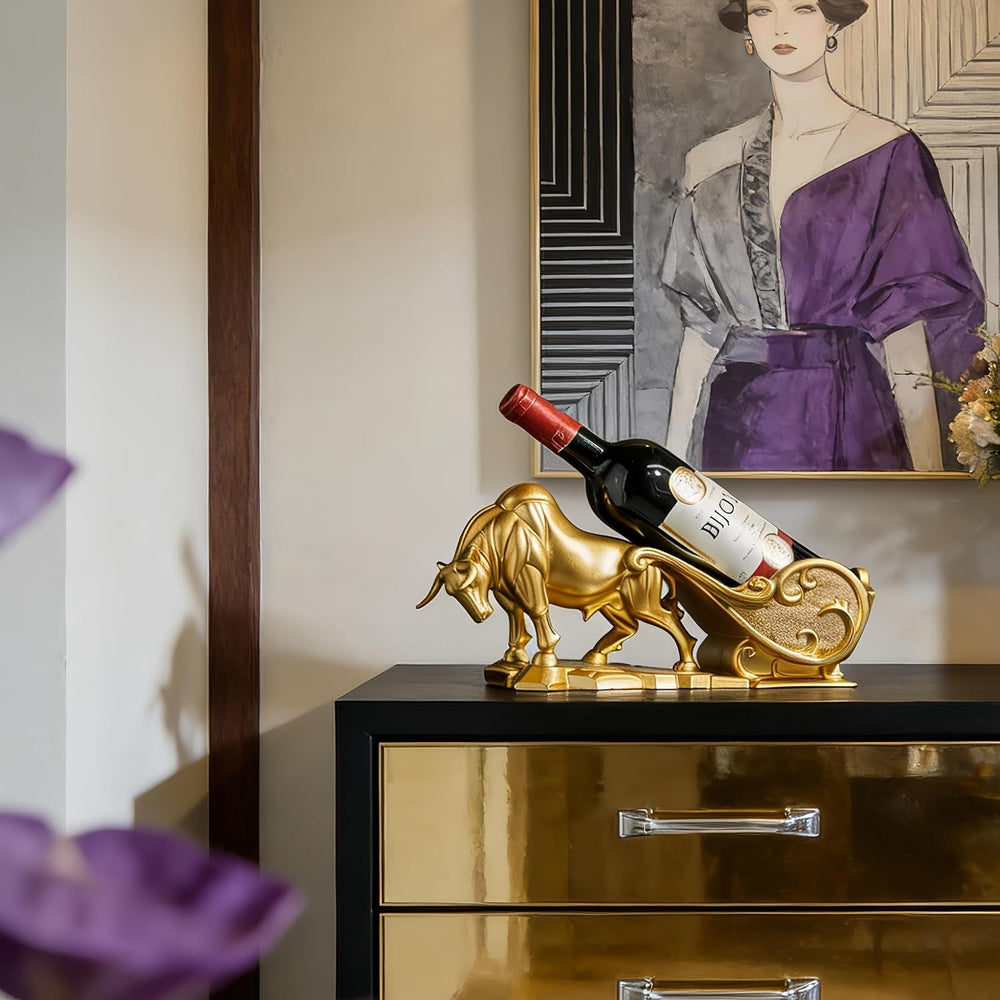 XINXUAN Gold Bull Pantry Organizers and Storage, Wall Street Figurine | Wine ...