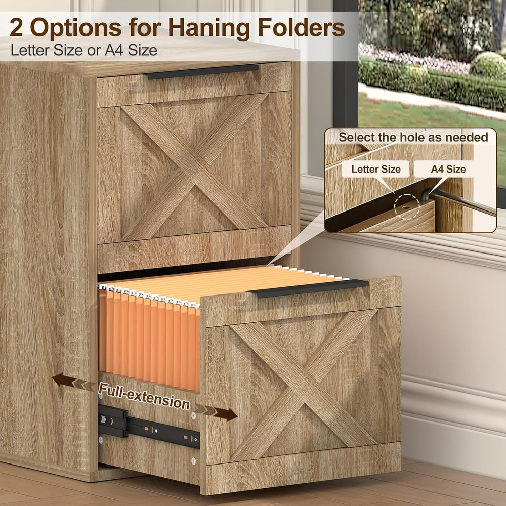 File Cabinet, Wood Filing Cabinet with 2 Drawers for Home Office | Printer St...