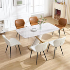 Dining Chair, Comfy Modern Dining Chairs with Thick Cushions, Upholstered Faux Leather Kitchen Side Chairs with Adjustable Metal Legs for Dining Room (Caramel)