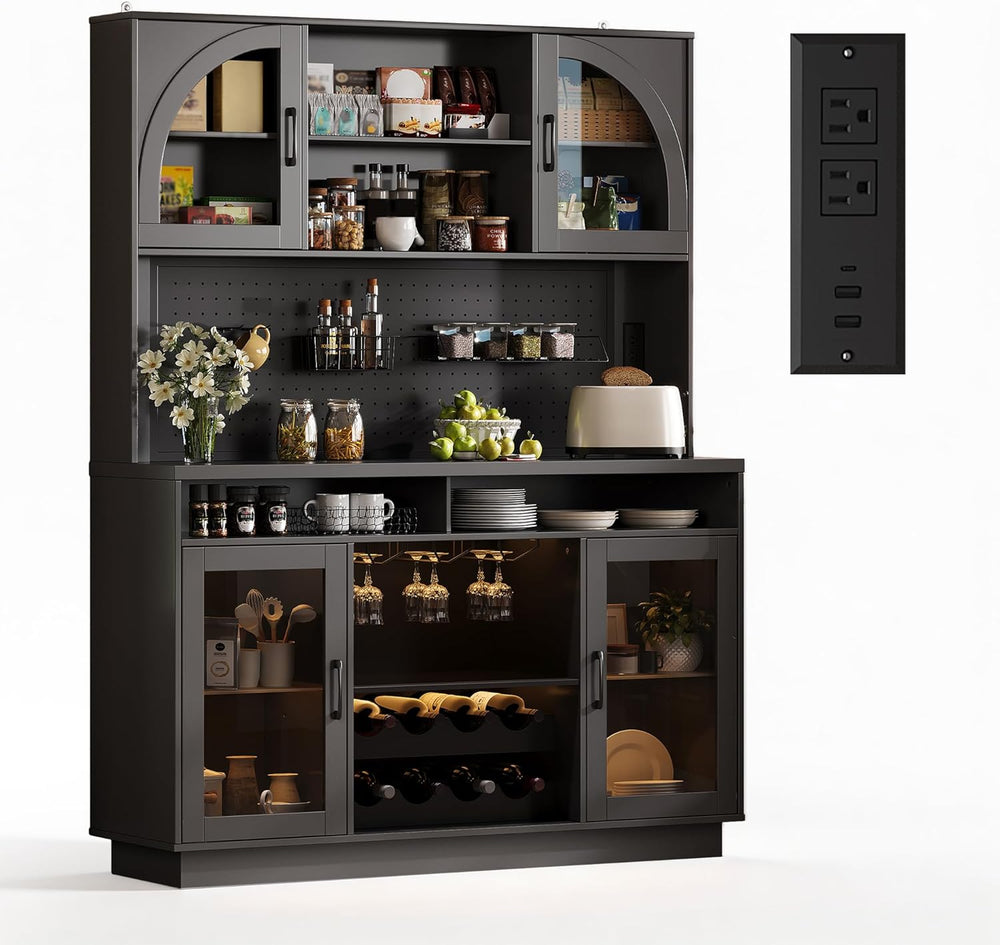 IPKIG 71" Kitchen Pantry Cabinet with Charging Station, Kitchen Hutch St...