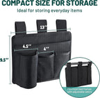 Bedside Caddy Organizer - Bed Organizer Caddy for Remotes Control Phone Glasses Magazines Tablets Accessories - Wheelchair Bag for Hospital Home Office Dorm Room (4 pocket)