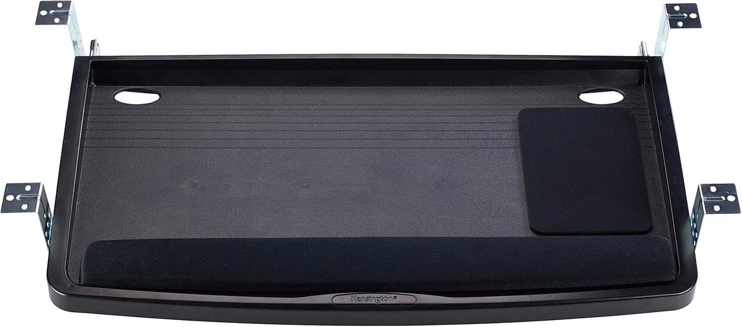 Kensington Keyboard Tray Under Desk, SmartFit Ergonomic Slide-Out Keyboard Drawer with Cable Management, Extra-Wide Height Adjustable Keyboard Holder, 24.5" x 11.75", Black K60004US
