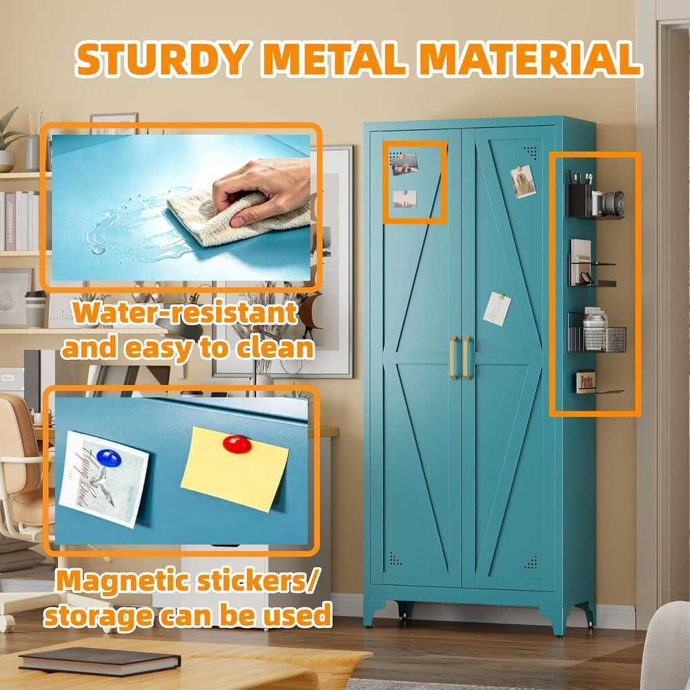 67" Tall Metal Vertical File Cabinet with Adjustable Shelves | Office Or...