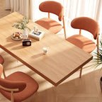 Kitchen Dining Chairs Set of 6 Modern Soft Linen Farmhouse Dining Room Chair with Metal Legs, Orange/Original