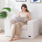 MAXYOYO Bean Bag Chair with Pillows, Floor Sofa with Armrests and Support, Plush Foam Filled Lounge Chair for Adults, Cozy Bean Bag Couch for Living Room, Bedroom, Apartment, Beige