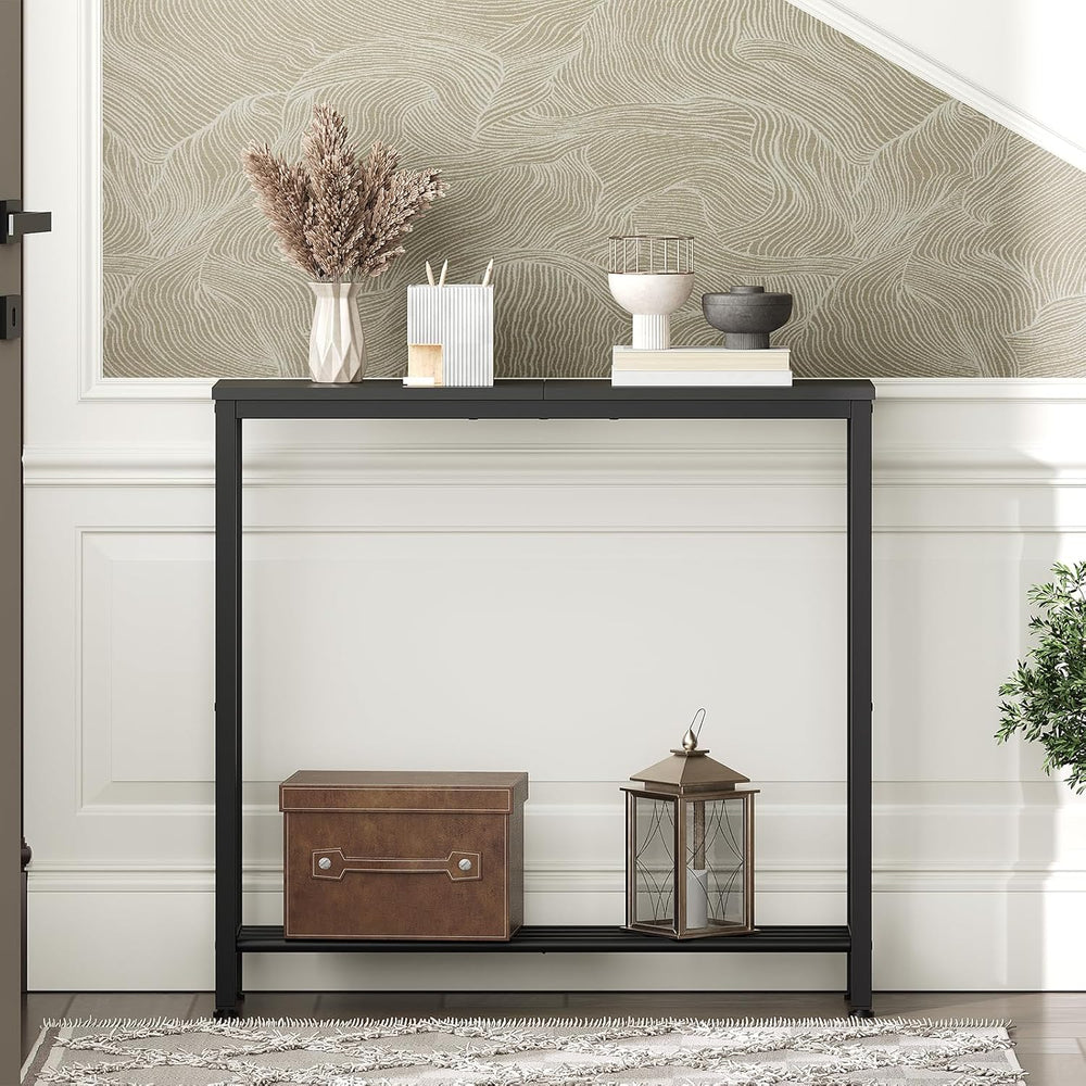 YATINEY Narrow Console Table, 2-Tier Small Sofa Table, 29.5" Thin Entryw...