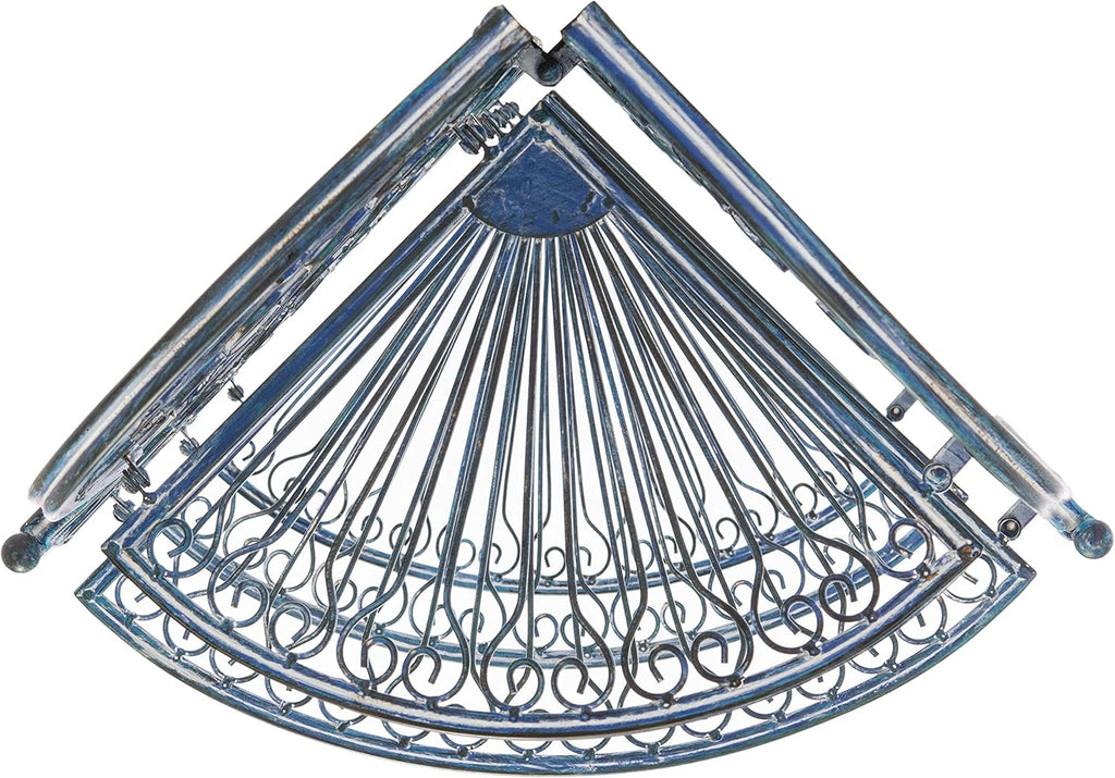 Safavieh PAT5013C Outdoor Collection Abarrane Antique Blue Wrought Iron 4-Tier Corner Shelf