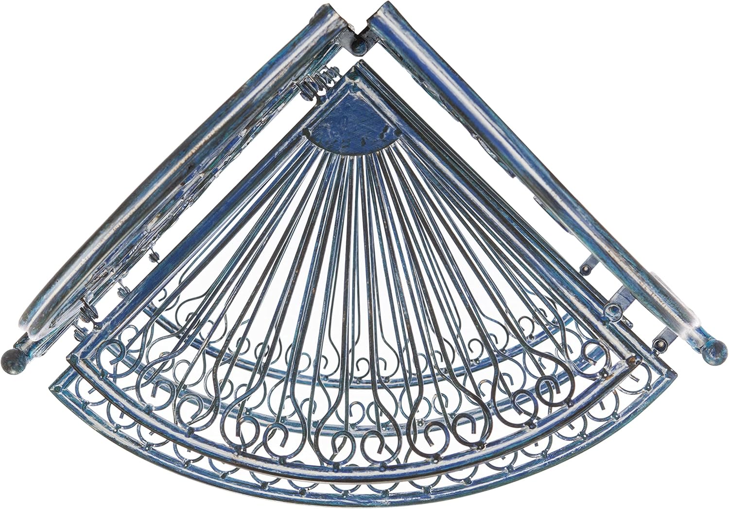 Safavieh PAT5013C Outdoor Collection Abarrane Antique Blue Wrought Iron 4-Tier Corner Shelf